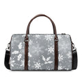 Silver And White Snowflake Pattern Print Duffel Bag