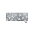 Silver And White Snowflake Pattern Print Extended Mouse Pad