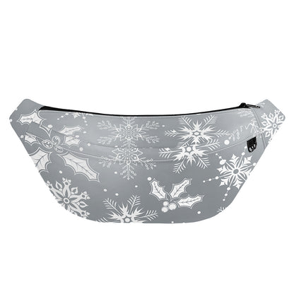 Silver And White Snowflake Pattern Print Fanny Pack