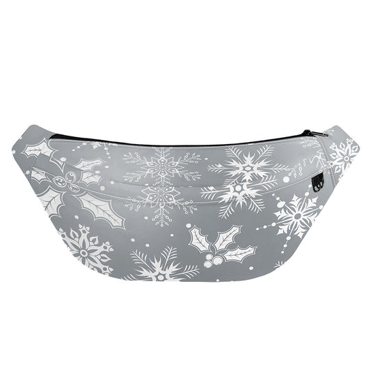 Silver And White Snowflake Pattern Print Fanny Pack