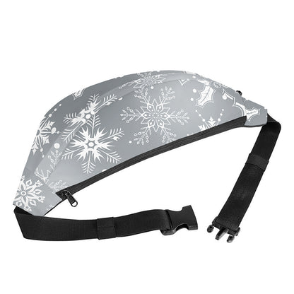 Silver And White Snowflake Pattern Print Fanny Pack