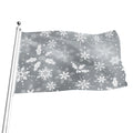 Silver And White Snowflake Pattern Print Flag