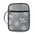 Silver And White Snowflake Pattern Print Front Pocket Bible Bag