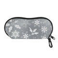 Silver And White Snowflake Pattern Print Glasses Case