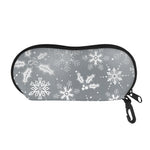 Silver And White Snowflake Pattern Print Glasses Case