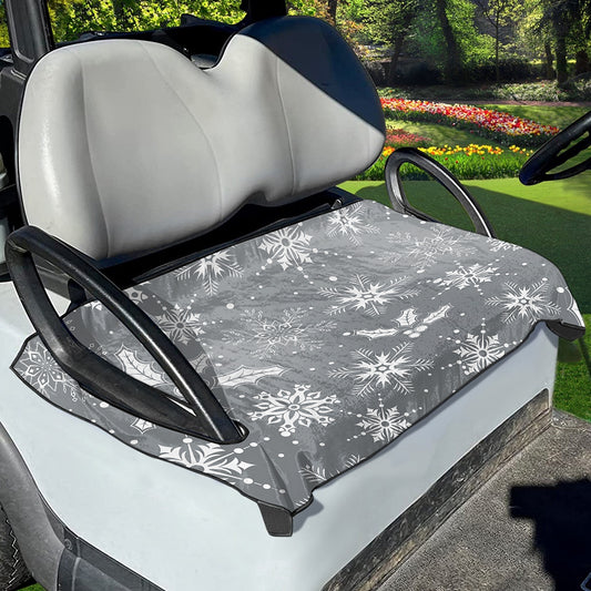Silver And White Snowflake Pattern Print Golf Cart Seat Cover