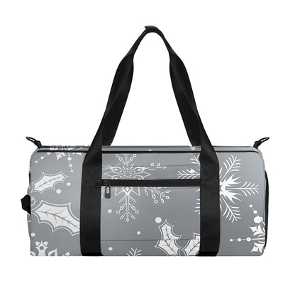 Silver And White Snowflake Pattern Print Gym Bag