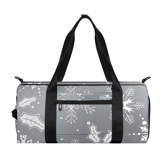 Silver And White Snowflake Pattern Print Gym Bag