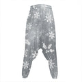 Silver And White Snowflake Pattern Print Hammer Pants