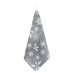 Silver And White Snowflake Pattern Print Hand Towel