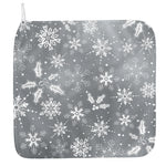 Silver And White Snowflake Pattern Print Hand Towel