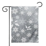 Silver And White Snowflake Pattern Print House Flag