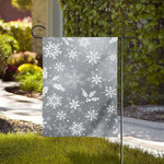 Silver And White Snowflake Pattern Print House Flag