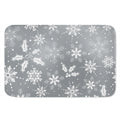 Silver And White Snowflake Pattern Print Indoor Door Mat