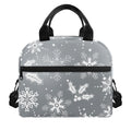 Silver And White Snowflake Pattern Print Insulated Lunch Bag