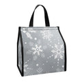 Silver And White Snowflake Pattern Print Insulated Lunch Tote