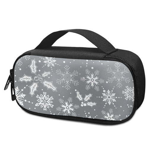 Silver And White Snowflake Pattern Print Insulin Cooler Travel Case