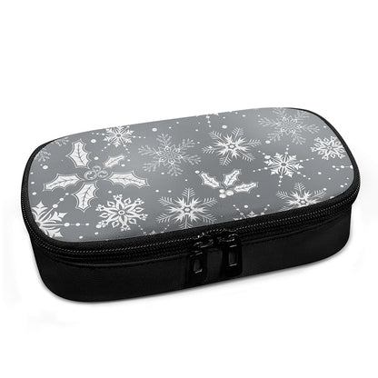 Silver And White Snowflake Pattern Print Insulin Cooler Travel Case