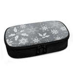 Silver And White Snowflake Pattern Print Insulin Cooler Travel Case