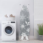 Silver And White Snowflake Pattern Print Ironing Board Cover