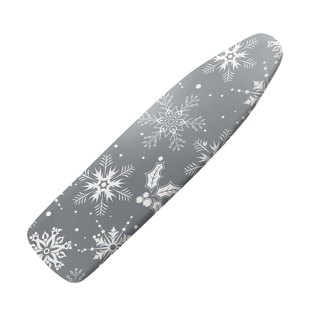 Silver And White Snowflake Pattern Print Ironing Board Cover