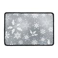 Silver And White Snowflake Pattern Print Kitchen Mat