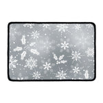 Silver And White Snowflake Pattern Print Kitchen Mat