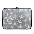Silver And White Snowflake Pattern Print Laptop Sleeve