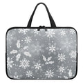 Silver And White Snowflake Pattern Print Laptop Sleeve With Handle