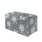 Silver And White Snowflake Pattern Print Leather Tissue Box Cover
