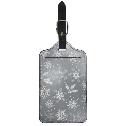 Silver And White Snowflake Pattern Print Luggage Tag