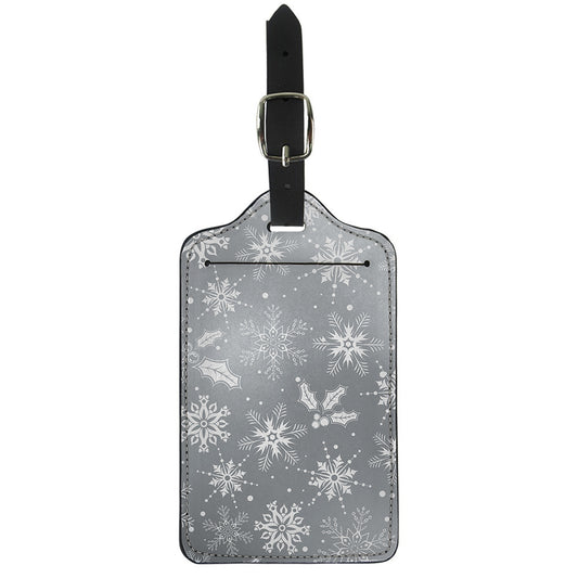 Silver And White Snowflake Pattern Print Luggage Tag