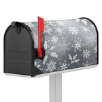 Silver And White Snowflake Pattern Print Mailbox Cover
