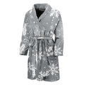 Silver And White Snowflake Pattern Print Men's Bathrobe
