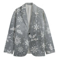 Silver And White Snowflake Pattern Print Men's Blazer