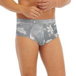 Silver And White Snowflake Pattern Print Men's Briefs
