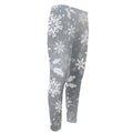 Silver And White Snowflake Pattern Print Men's Compression Pants