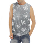 Silver And White Snowflake Pattern Print Men's Fitness Tank Top