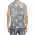 Silver And White Snowflake Pattern Print Men's Fitness Tank Top