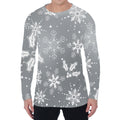 Silver And White Snowflake Pattern Print Men's Long Sleeve T-Shirt