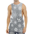 Silver And White Snowflake Pattern Print Men's Muscle Tank Top