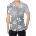 Silver And White Snowflake Pattern Print Men's Shirt