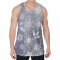 Silver And White Snowflake Pattern Print Men's Velvet Tank Top