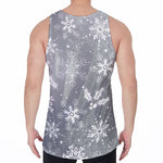 Silver And White Snowflake Pattern Print Men's Velvet Tank Top