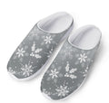 Silver And White Snowflake Pattern Print Mesh Casual Shoes