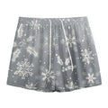Silver And White Snowflake Pattern Print Mesh Shorts