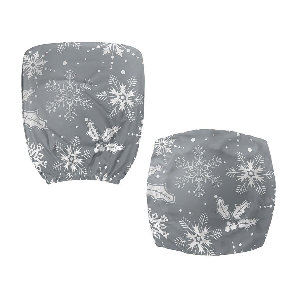 Silver And White Snowflake Pattern Print Office Chair Cover