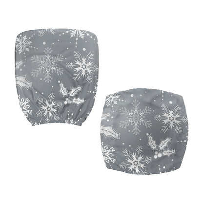 Silver And White Snowflake Pattern Print Office Chair Cover