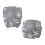 Silver And White Snowflake Pattern Print Office Chair Cover