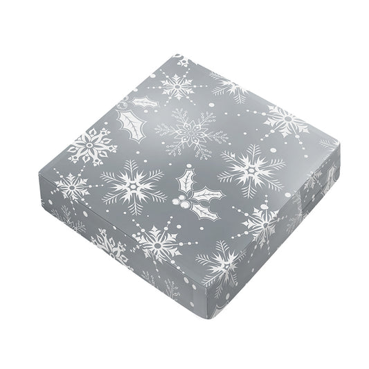 Silver And White Snowflake Pattern Print Outdoor Seat Cushion Cover
